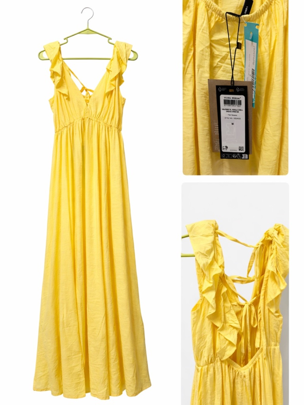 Vero Moda Yellow Ruffle Maxi Dress